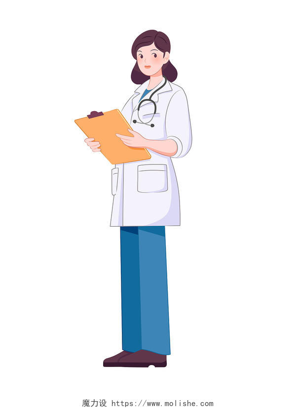 扁平风医院医生护士女性人物素材插画医疗健康体检元素